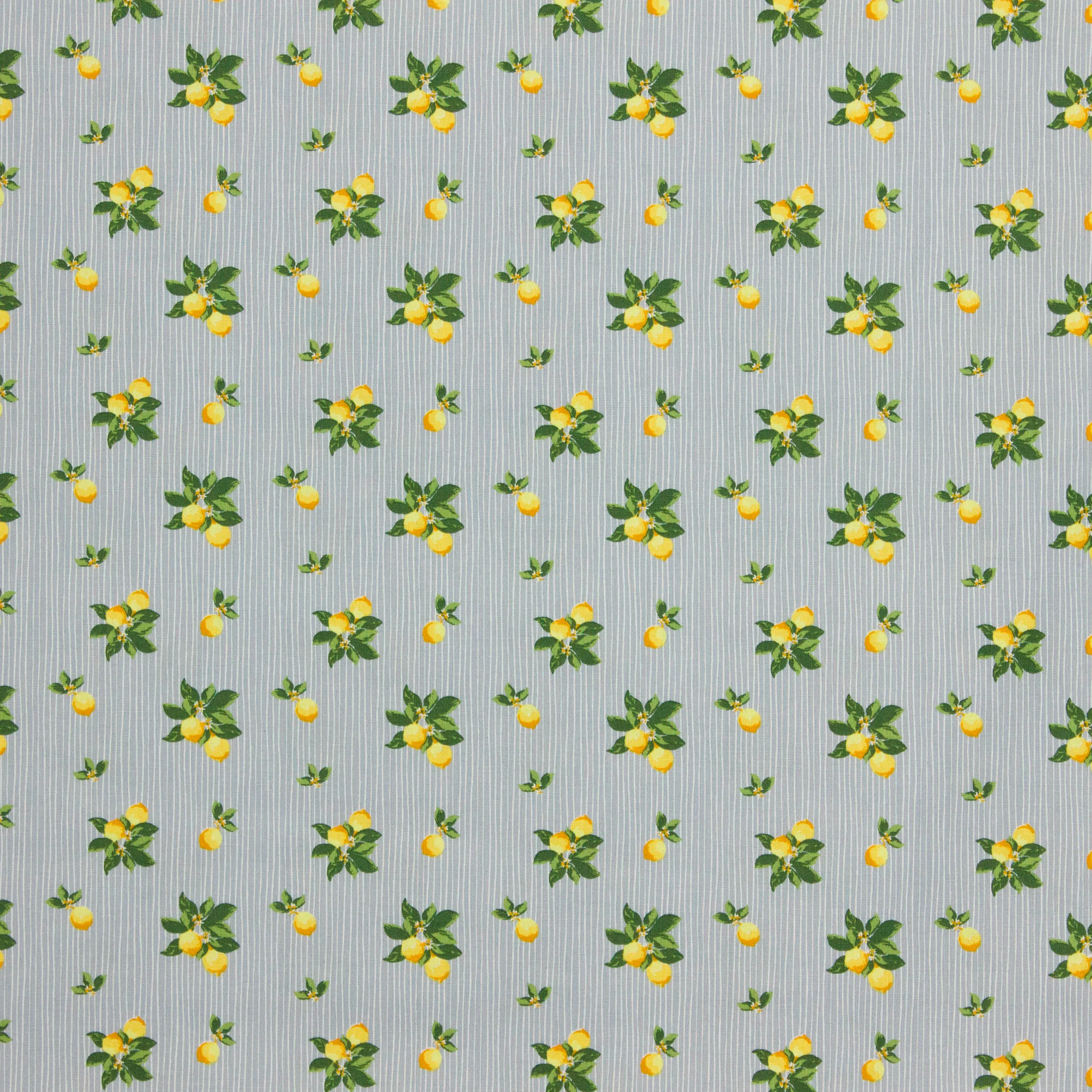Katoen poplin 'Lemon Stripe Grey'